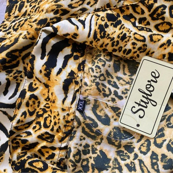 NWT Stylore men’s button down short sleeve animal, print shirt size XXL & XL - Picture 8 of 10